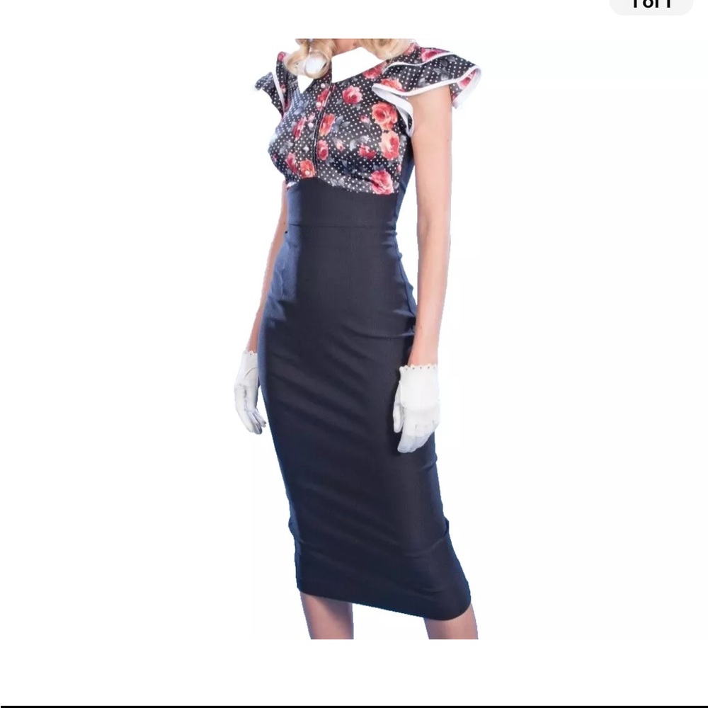 Stop Staring Rosie fitted floral dress Pinup style $195 retail